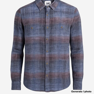 Row M 100% Cotton Textured Plaid Button Shirt Blue Burgundy Soft Grunge M